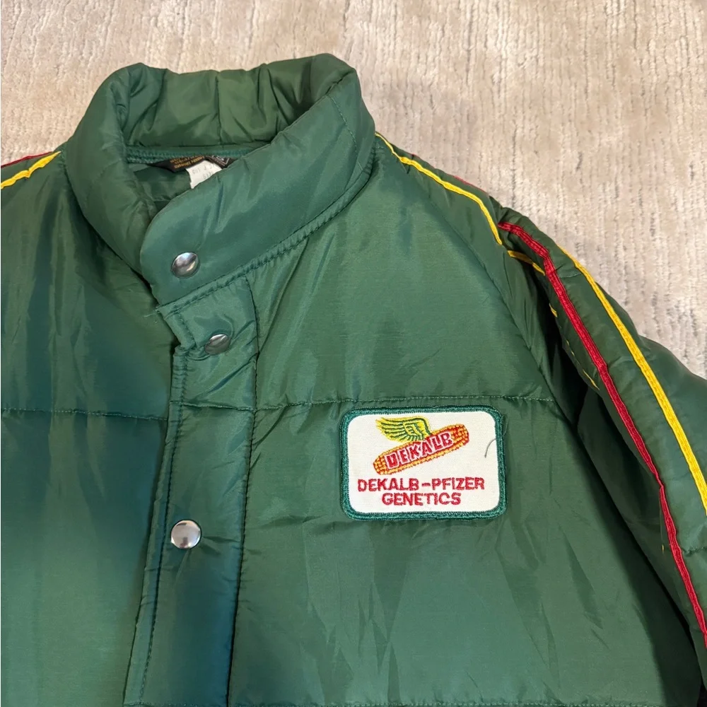 Swingster vintage Green Puffer Jacket with Stripe Detail - Picture 2 of 6